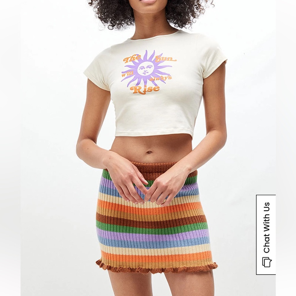 The Ragged Priest Colorful Striped Mini Skirt